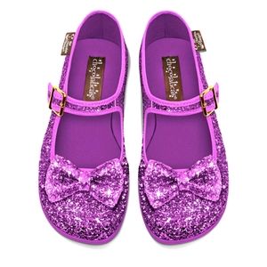 Chocolaticas® Violet Glitter Women's Mary Jane Flat Size 40 / US 10 Sparkle
